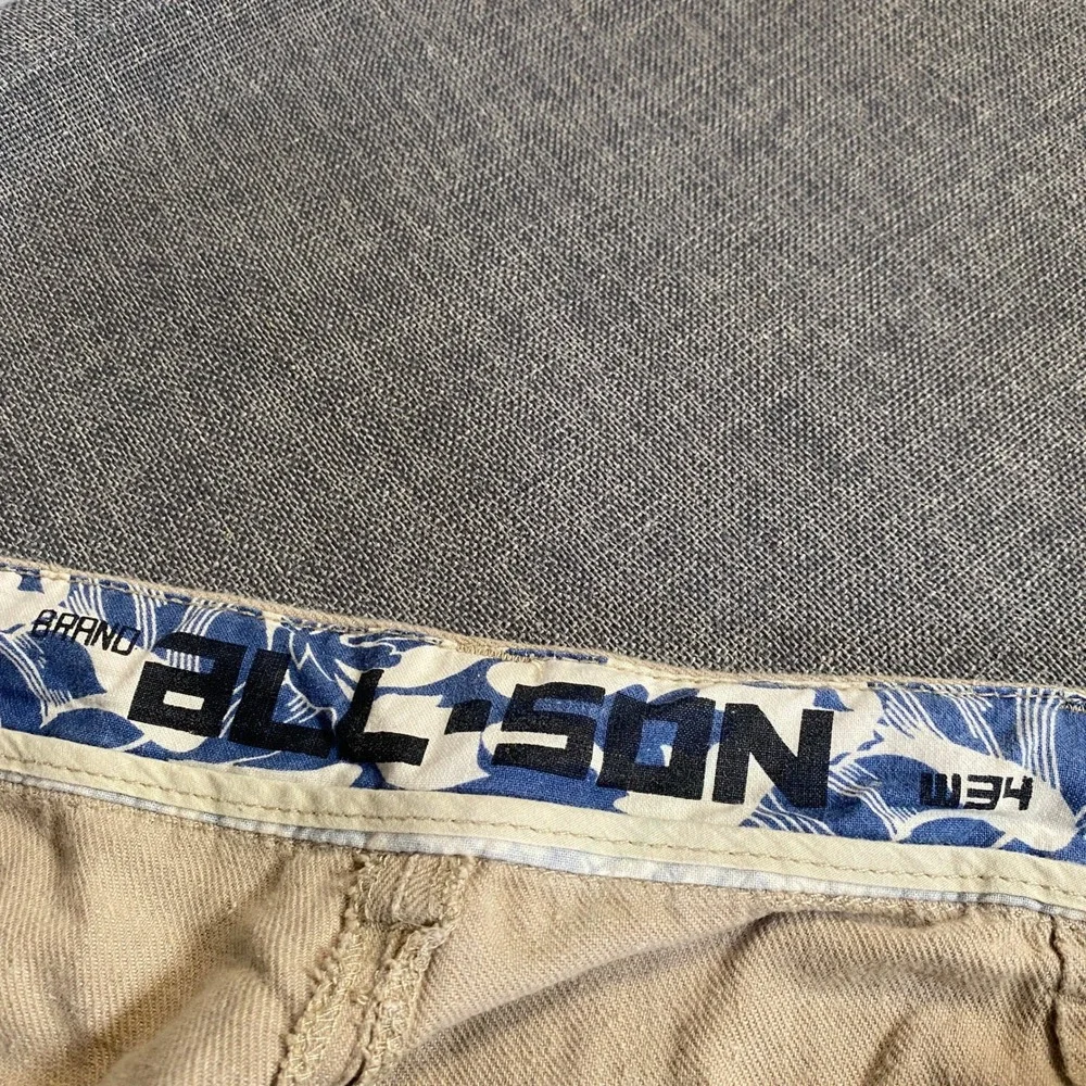 All-Son‎ Mens Beige Cotton Blend Casual Drawstring Pants Size 34 Lightweight
